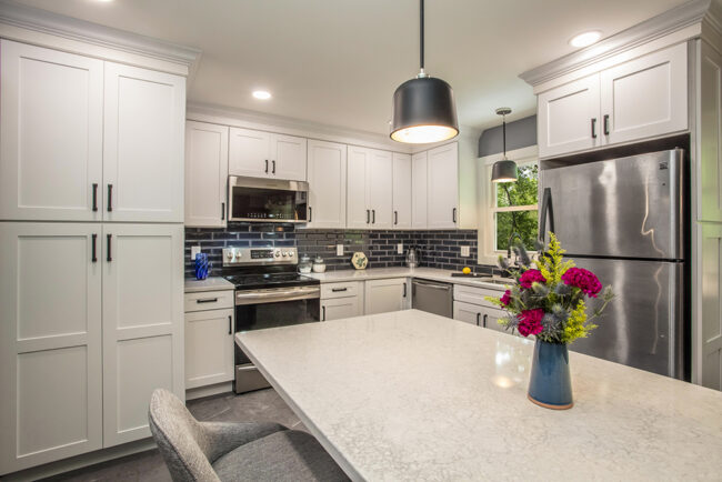 white kitchen island seating