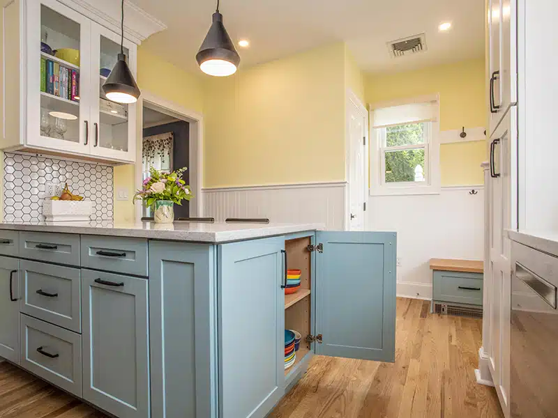 white kitchen with stainless appliances