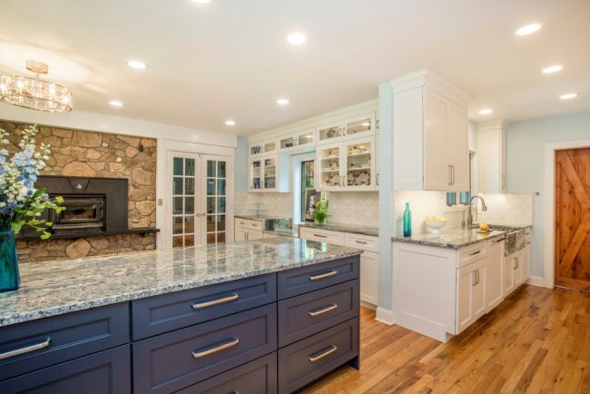 blue kitchen cabinets