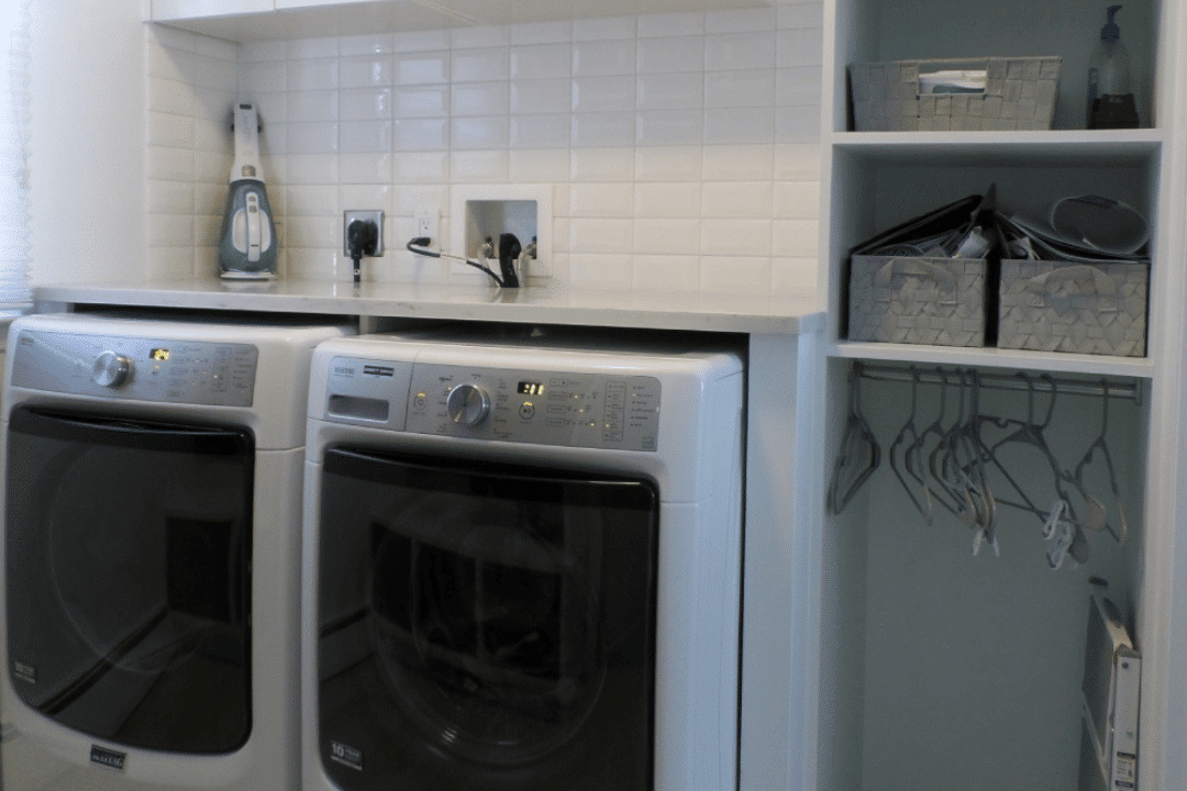 organized laundry room in Westchester home