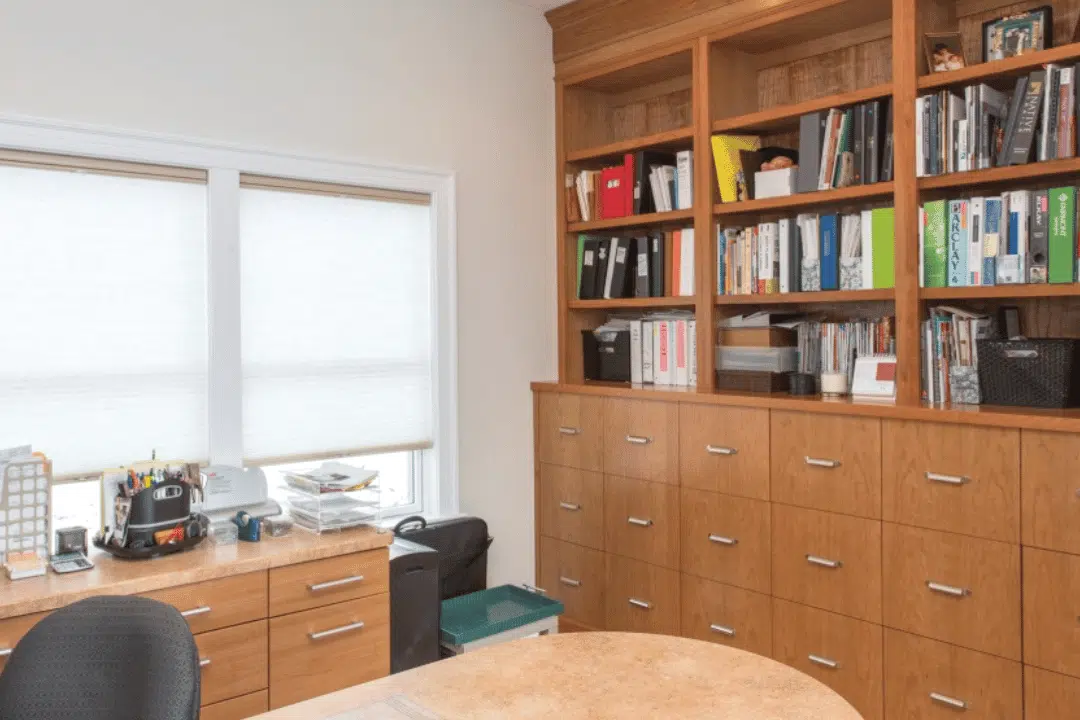 modern home office layout in small space