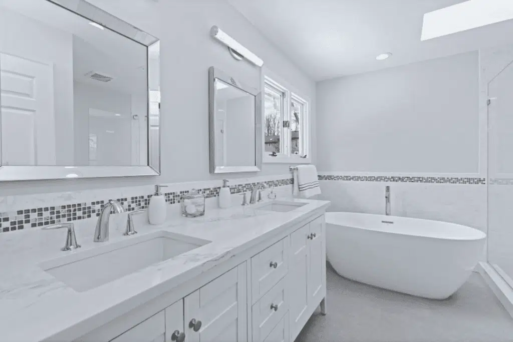 Updated bathroom layout with efficient fixtures