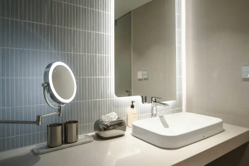 Custom bathroom vanity with organised storage and clutter-free design