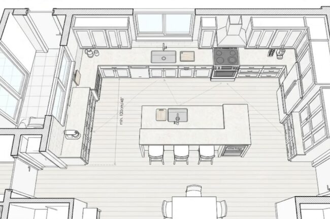 Custom kitchen design with smart layout planning and functional work triangle