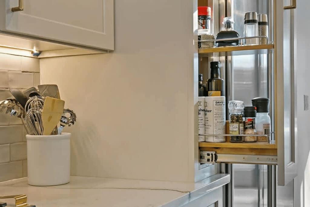 Modern kitchen with space-saving cabinetry and organised storage solutions