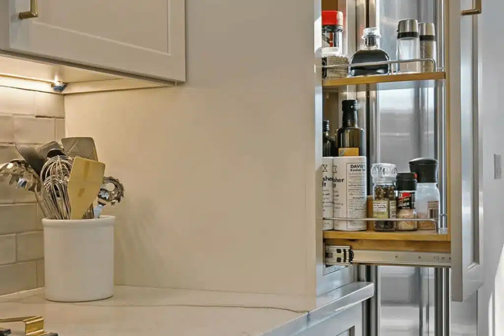 Modern kitchen with space-saving cabinetry and organised storage solutions
